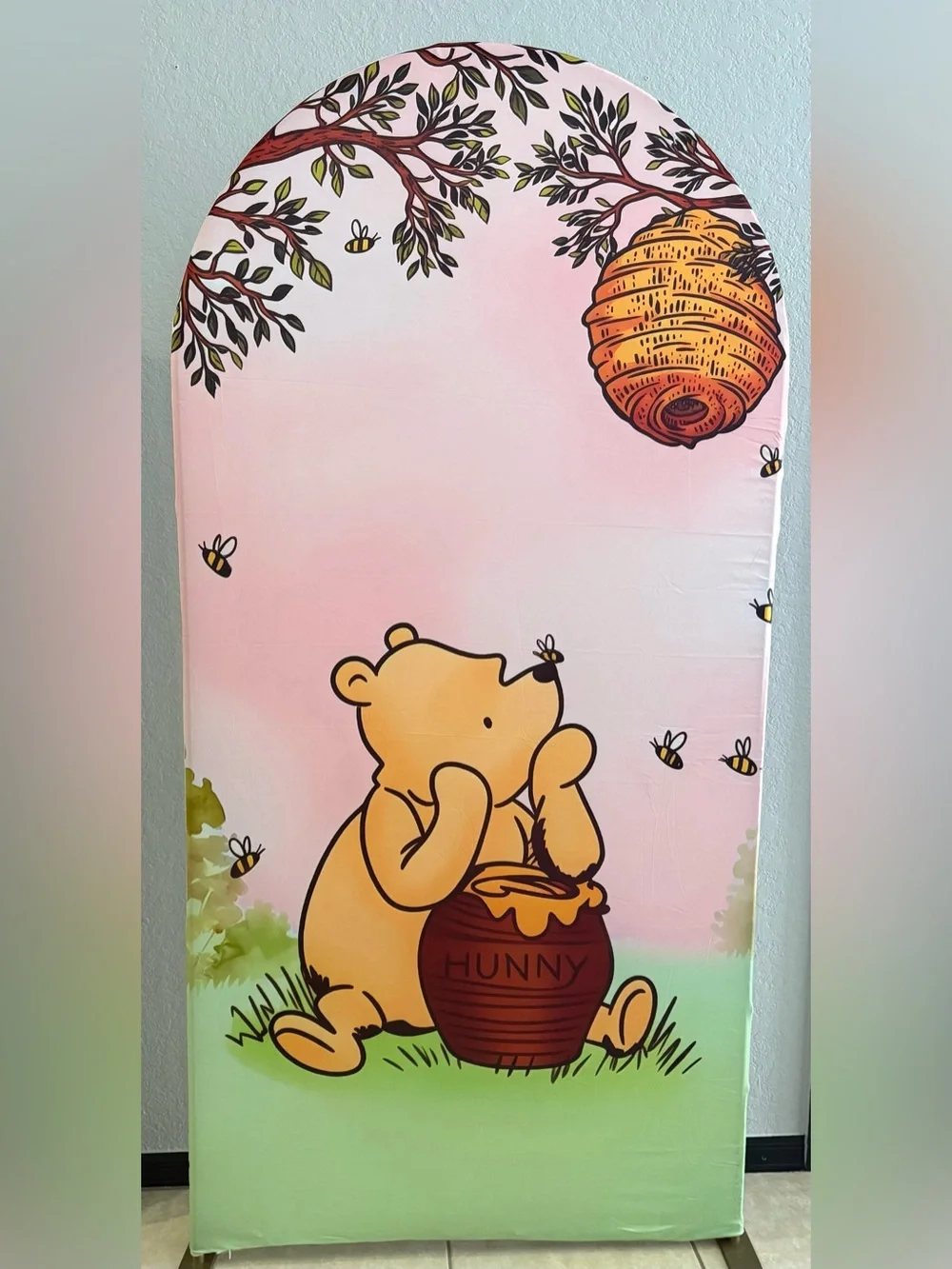 Pink Winnie the Pooh Arch Backdrop Cover
